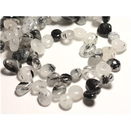 Thread 39cm 50pc approx - Stone Beads - Quartz Tourmaline Chips 8-15mm 