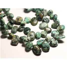 Thread 39cm 50pc approx - Stone Beads - Turquoise Africa Chips Drops 8-15mm 