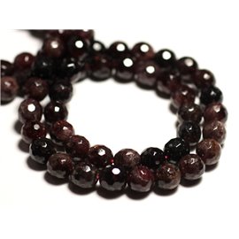 Thread 39cm approx 54pc - Stone Beads - Garnet Faceted Balls 7mm 