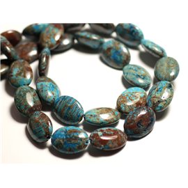 Thread 39cm 22pc approx - Stone Beads - Jasper Autumn Landscape Blue Turquoise Oval 18x13mm 