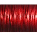 Bobine 90 mètres - Fil Cordon Coton Ciré 1.5mm Rouge brillant 