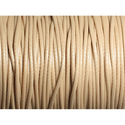Bobine 90 mètres - Fil Cordon Coton Ciré 1.5mm Beige clair crème ivoire 