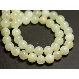 Thread 39cm 61pc approx - Stone Beads - Light Green Jade Balls 6mm 