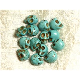 Thread 35cm 44pc approx - Turquoise Stone Beads Reconstituted Synthesis Skulls 8mm Turquoise Blue 