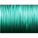 Bobine 90 mètres - Fil Cordon Coton Ciré 1mm Vert Emeraude Turquoise 