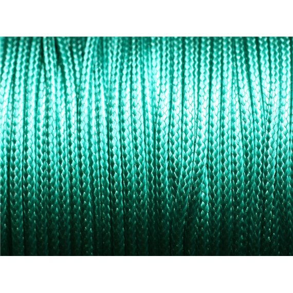 Bobine 90 mètres - Fil Cordon Coton Ciré 1mm Vert Emeraude Turquoise 