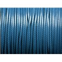 Bobine 90 mètres - Fil Cordon Coton Ciré 1mm Bleu Vert Pétrole Paon 