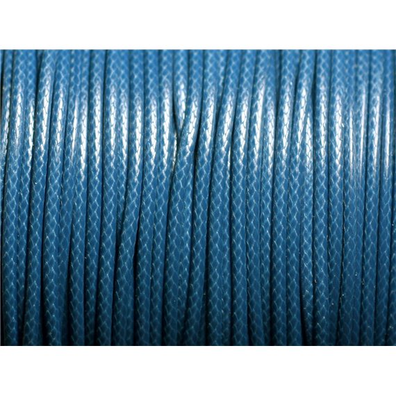 Bobine 90 mètres env - Fil Corde Cordon Coton Ciré 1mm Bleu Vert Paon Canard Pétrole