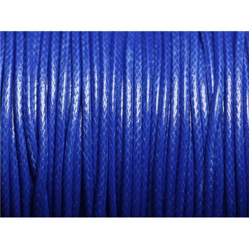 Bobine 90 mètres - Fil Cordon Coton Ciré 1.5mm Bleu Roi 