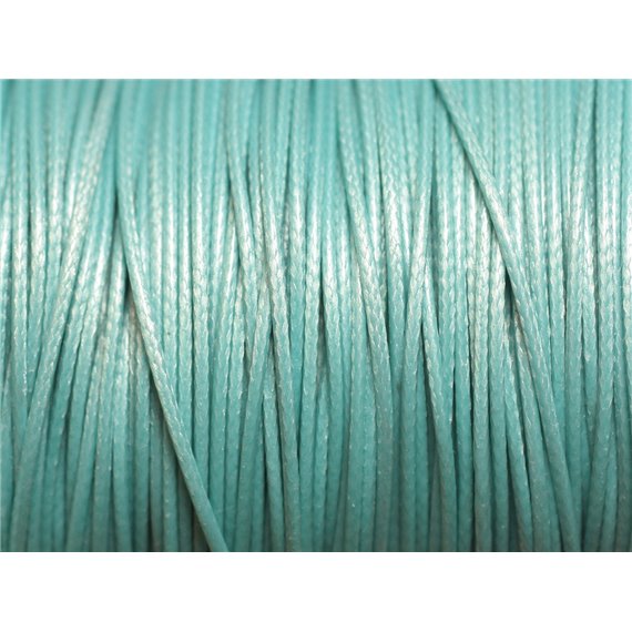 Bobine 180 mètres - Fil Cordon Coton Ciré 0.8mm Bleu Turquoise pastel 