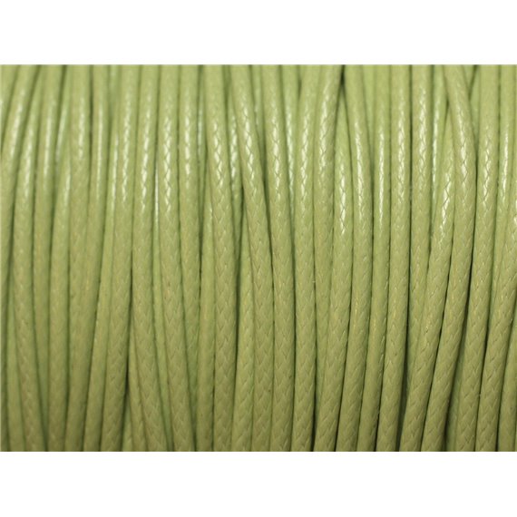 Bobine 180 metres env - Fil Corde Cordon Coton Ciré 0.8mm Vert clair anis pastel