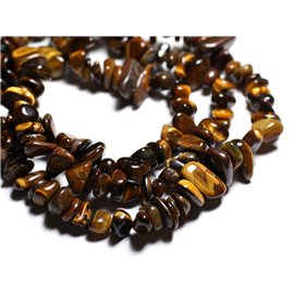 Gewinde ca. 89 cm, 135 Stück - Steinperlen - Tiger Eye Large Seed Beads Chips 6-16 mm 