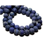 Fil 39cm 38pc env - Perles de Pierre - Lapis Lazuli Mat givré Boules 10mm 