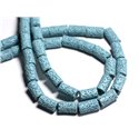 Fil 39cm 28pc env - Perles de Pierre - Lave Tubes 13x8mm Bleu Turquoise 