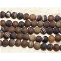 1 Fil 39cm Perles de Pierre - Agate Marron Brun Boules 10mm Mat 