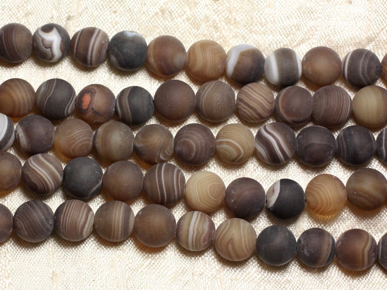 1 Fil 39cm Perles de Pierre - Agate Marron Brun Boules 10mm Mat 