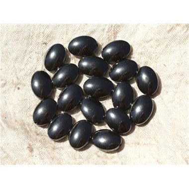 Fil 39cm 25pc env - Perles de Pierre - Hématite Ovales 14x10mm 