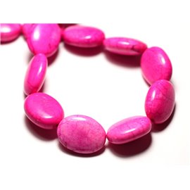 Filo 39 cm 18 pz circa - Perline di pietra turchese sintetiche ovali 20x15 mm rosa neon 