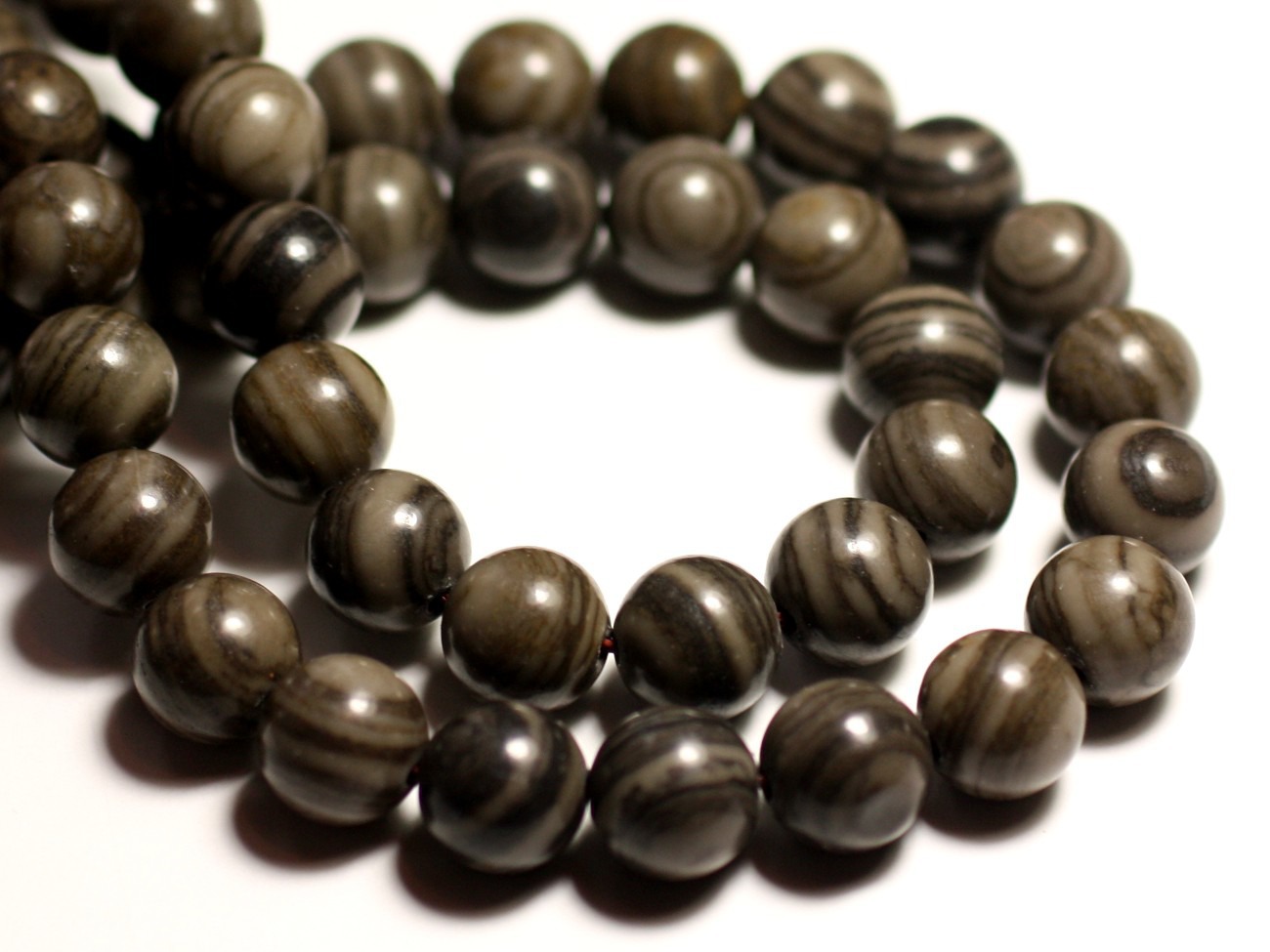 Fil 39cm 36pc env - Perles de Pierre - Jaspe Café Boules 10mm 