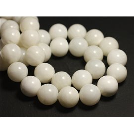 Thread 39cm 27pc approx - Translucent white mother-of-pearl beads 14mm balls 