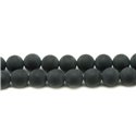 Fil 39cm 46pc env - Perles de Pierre - Onyx noir Mat sablé givré Boules 8mm 