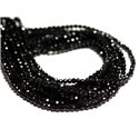 Fil 34cm 195pc env - Perles de Pierre - Spinelle Noir Boules Facettées 1.5-2mm