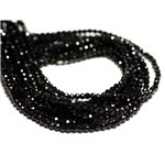 Fil 34cm 195pc env - Perles de Pierre - Spinelle Noir Boules Facettées 1.5-2mm