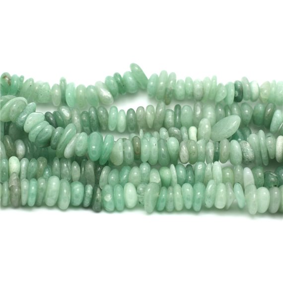 Fil 39cm 130pc env - Perles de Pierre - Aventurine verte Chips Palets Rondelles 7-12mm 