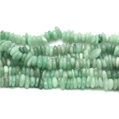 Fil 39cm 130pc env - Perles de Pierre - Aventurine verte Chips Palets Rondelles 7-12mm 