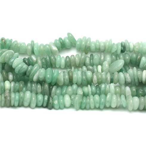 Fil 39cm 130pc env - Perles de Pierre - Aventurine verte Chips Palets Rondelles 7-12mm 