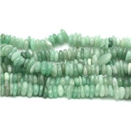 Thread 39cm approx 130pc - Stone Beads - Green Aventurine Chips Palets Rondelles 7-12mm 