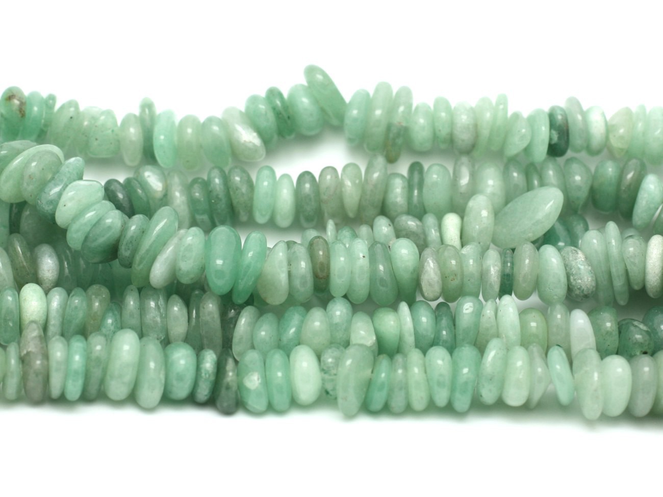Fil 39cm 130pc env - Perles de Pierre - Aventurine verte Chips Palets Rondelles 7-12mm 