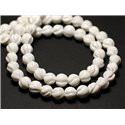 Fil 39cm 50pc env - Perles de Nacre blanche Boules 8mm gravées spirale swirl 