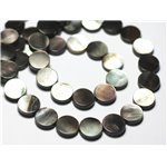 Fil 39cm 48pc env - Perles Nacre noire naturelle Palets 8mm 