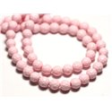 Fil 39cm 65pc env - Perles Nacre Boules Facettées 6mm Rose clair Pastel 