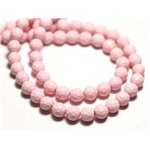 Fil 39cm 65pc env - Perles Nacre Boules Facettées 6mm Rose clair Pastel 
