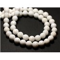 Fil 39cm 48pc env - Perles de Nacre blanche Boules Facettées 8mm 