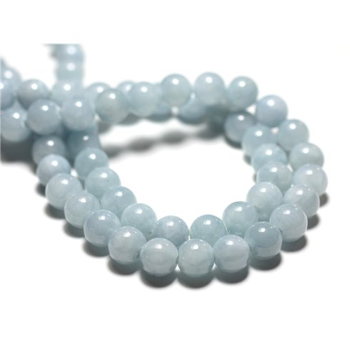 Fil 39cm 50pc env - Perles de Pierre - Jade Boules 8mm Bleu clair Pastel 