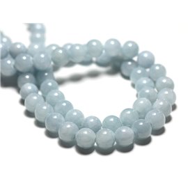 Hilo 39cm aprox 50pc - Cuentas de Piedra - Bolas de Jade 8mm Azul Claro Pastel 