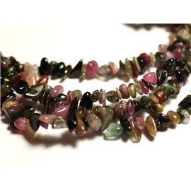 Thread 89cm approx 395pc - Stone Beads - Multicolored Tourmaline Seed Beads Chips 3-8mm 
