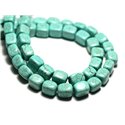 Fil 39cm 42pc env - Perles Pierre Turquoise Synthese Nuggets Cubes Rectangles 9-10mm Bleu Turquoise
