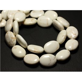 Filo 39 cm 18 pz circa - Perline di pietra turchese sintetiche ovali 20x15 mm bianche 