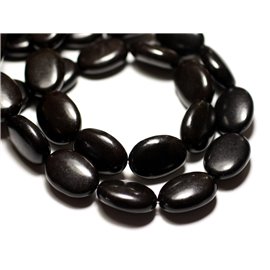 Thread 39cm 18pc approx - Synthetic Turquoise Stone Beads Oval 20x15mm Black 