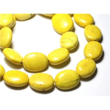 Fil 39cm 18pc env - Perles de Pierre Turquoise Synthèse Ovales 20x15mm Jaune 