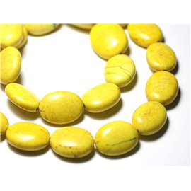 Thread 39cm 18pc approx - Synthetic Turquoise Stone Beads Oval 20x15mm Yellow 
