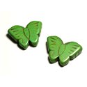 Fil 39cm 14pc env - Perles de Pierre Turquoise Synthèse Papillons 26mm Vert 