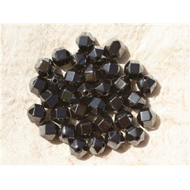 Filo 39 cm 68 pz circa - Perline di pietra - Cubetti di sfere sfaccettate in ematite 6 mm 