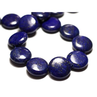 Fil 39cm 19pc env - Perles de Pierre - Lapis Lazuli Palets 20mm 