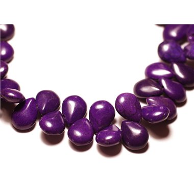 Fil 39cm 60pc env - Perles de Pierre Turquoise Synthèse Gouttes 16x12mm Violet 