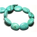 Fil 39cm 18pc env - Perles de Pierre Turquoise Synthèse Ovales 20x15mm Bleu Turquoise 